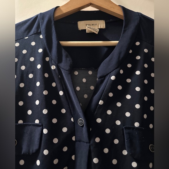 Navy Polka Dot Blouse - Picture 2 of 6